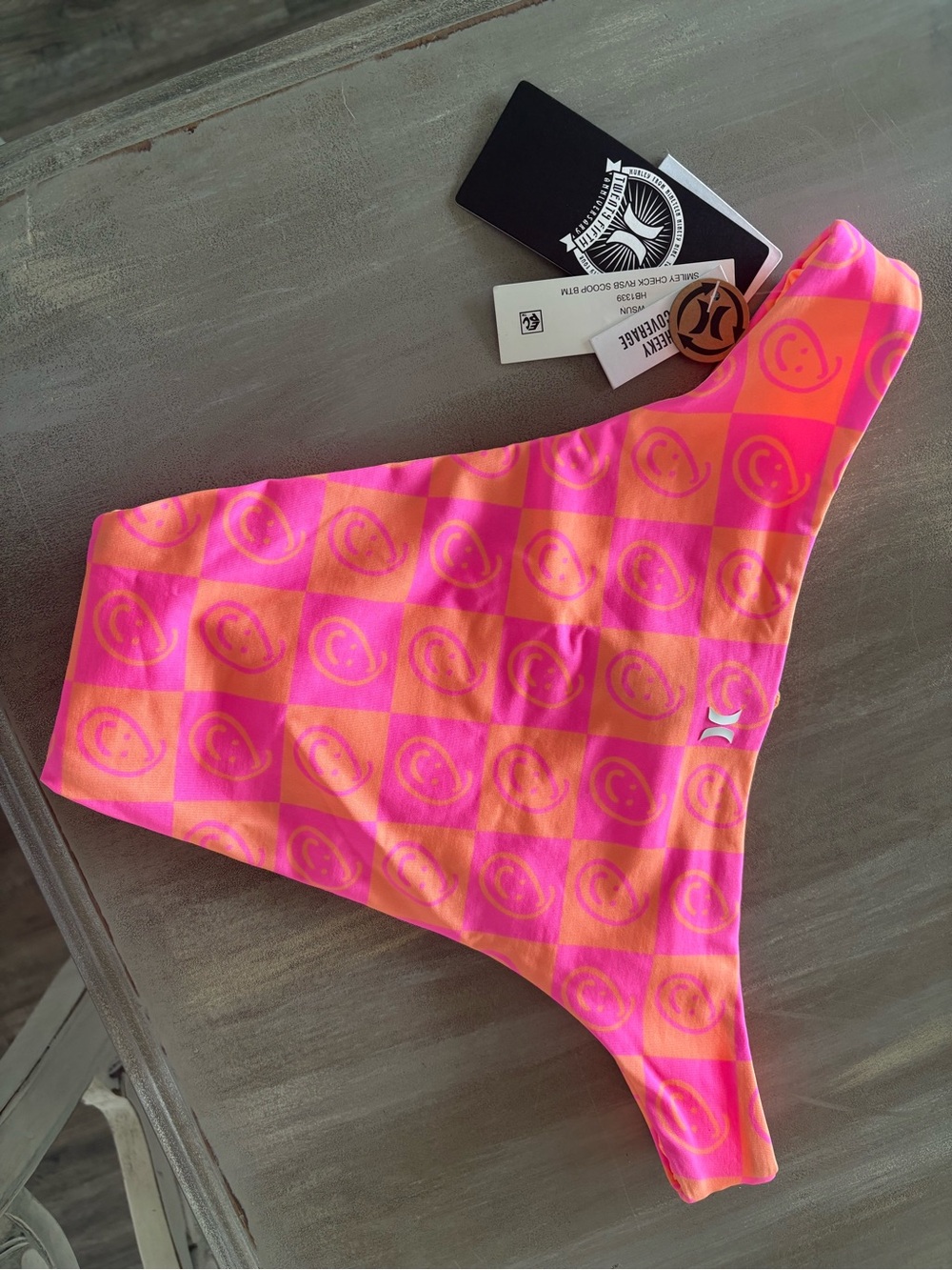 Hurley Pink & Orange Checker Bikini Bottom
